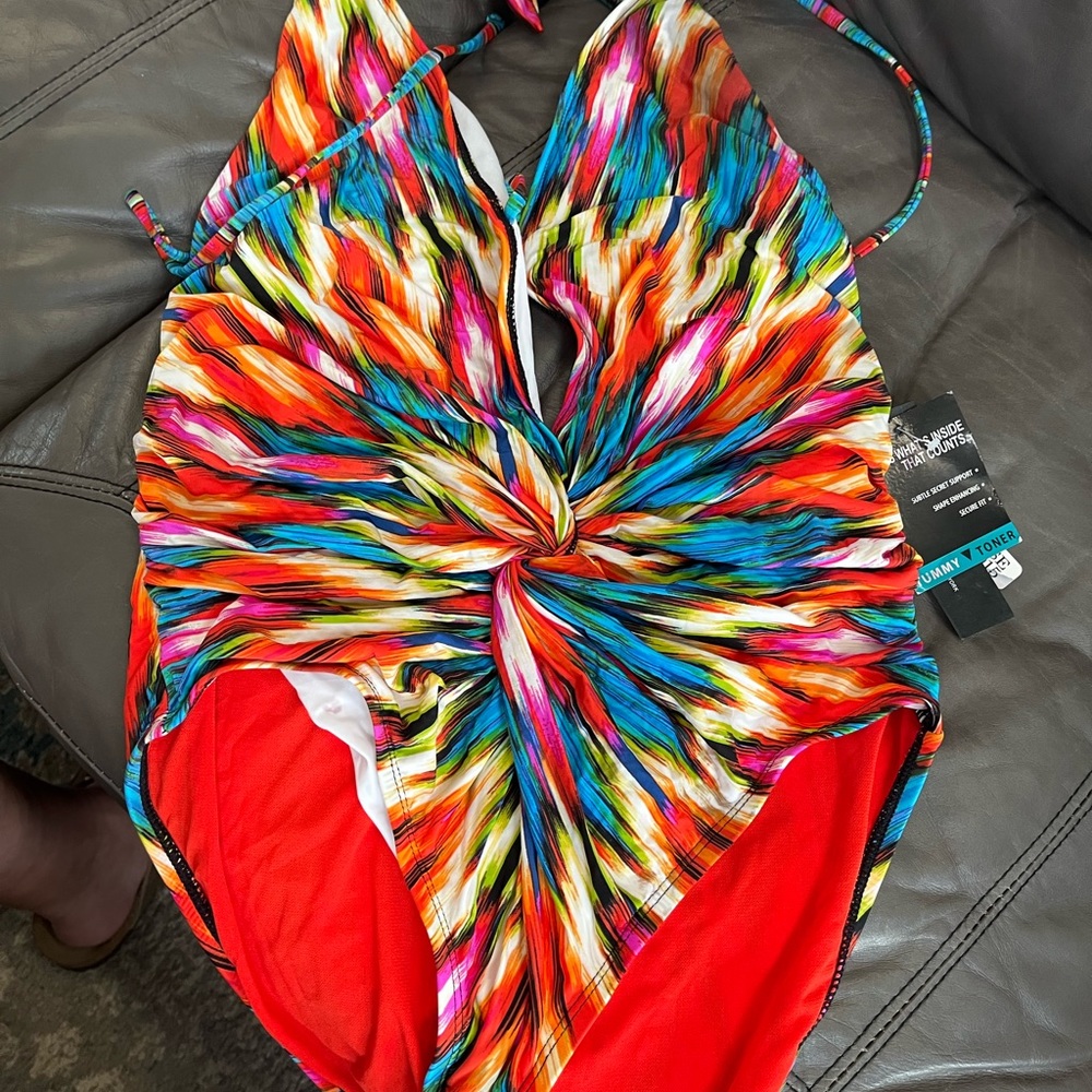 New with tags - Kenneth Cole one-piece bathing suite, size XL - tummy control